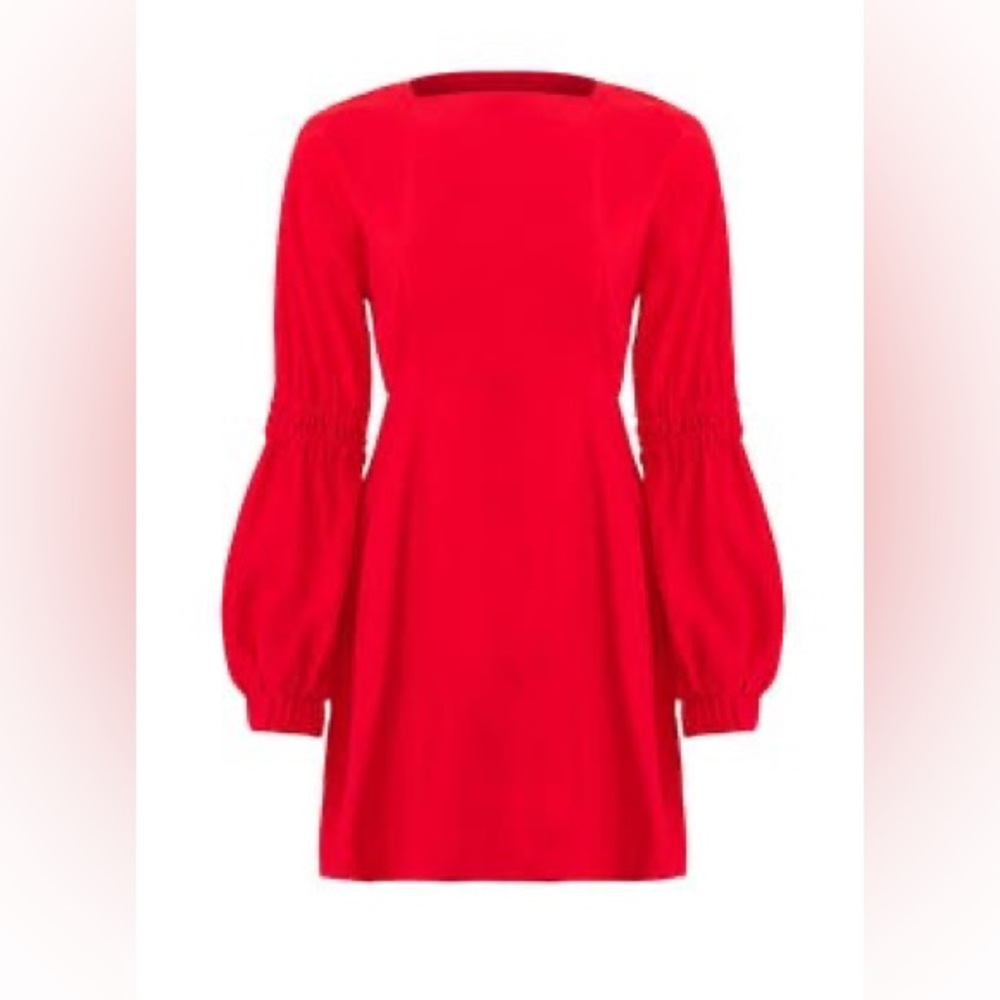 Line + Dot Red Button Down Long Sleeve Dress NWT
